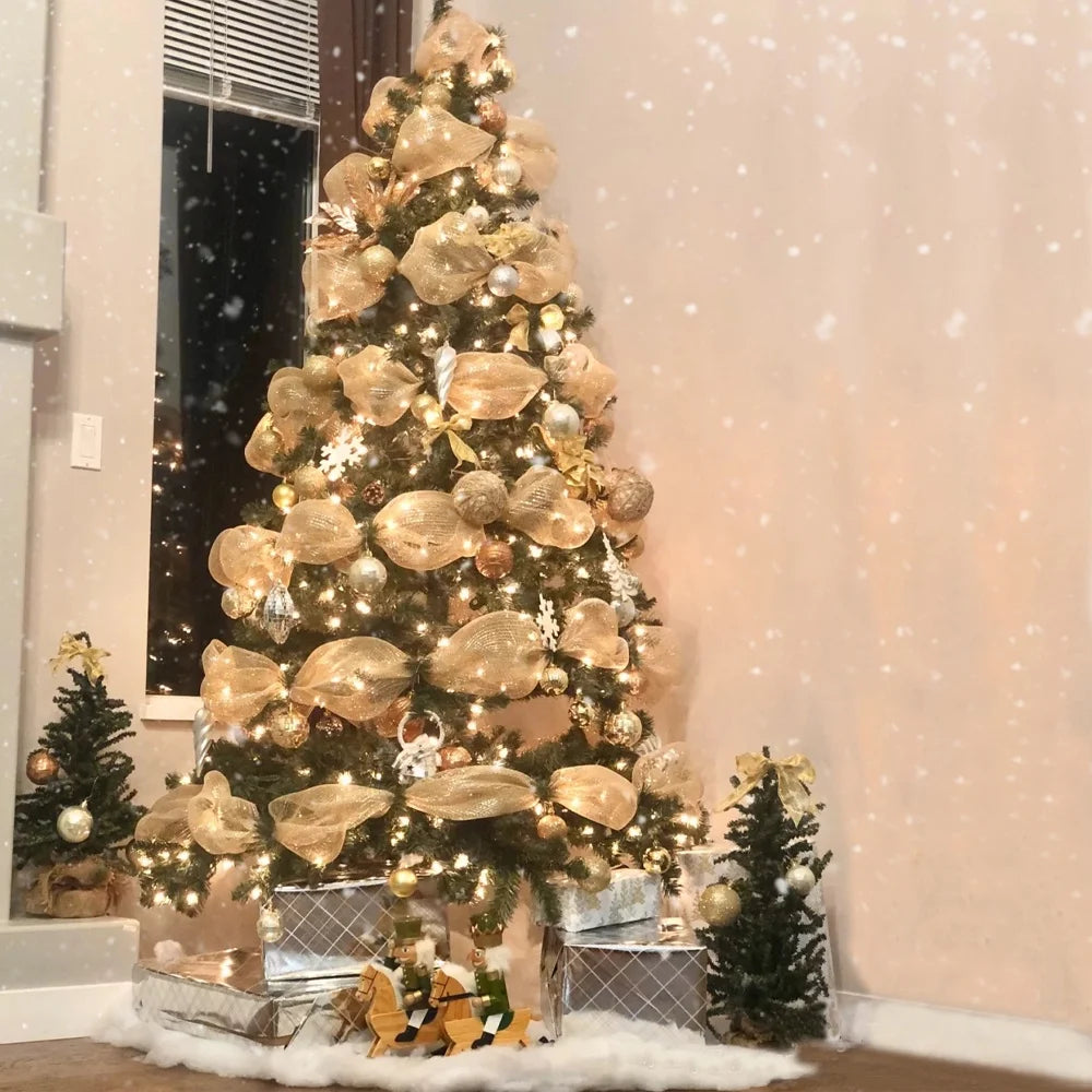 Fita de Malha de Natal Rolo de Tule com Glitter para Árvore e Guirlanda