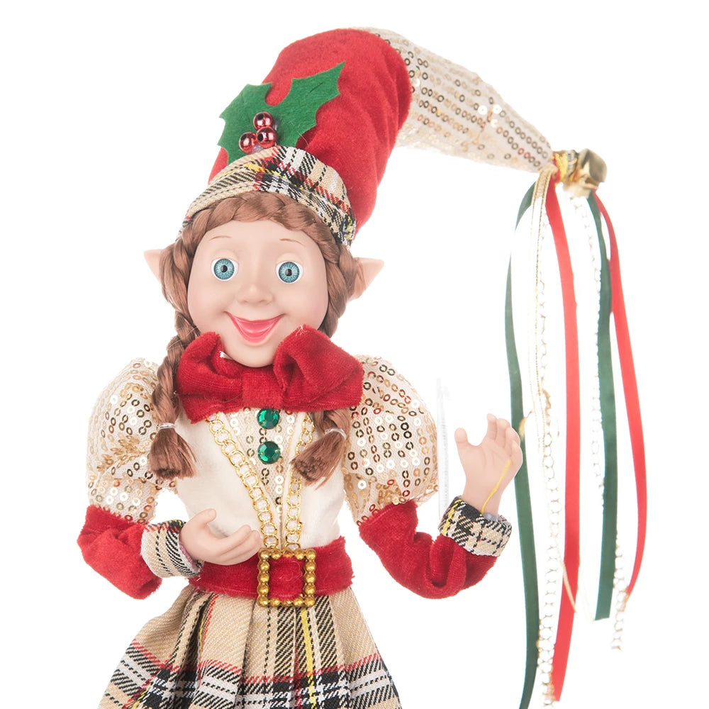Elfo Decorativo para Shopping, Elfo Estatueta Pelúcia Artesanal Natal Vermelho, Verde, Rosa e Vinho