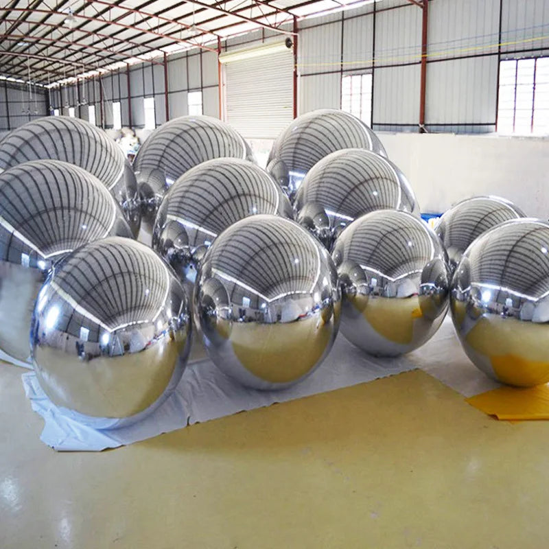 Bola de espelhos para shopping Bola de espelhos inflável, balão gigante espelhado prateado