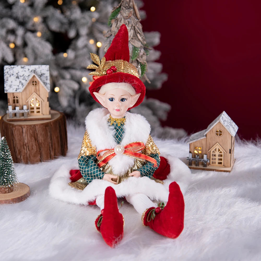 Elfo de Natal, 38cm Macios e Adoráveis Enfeites de Árvore de Natal de Elfos para Árvore de Natal