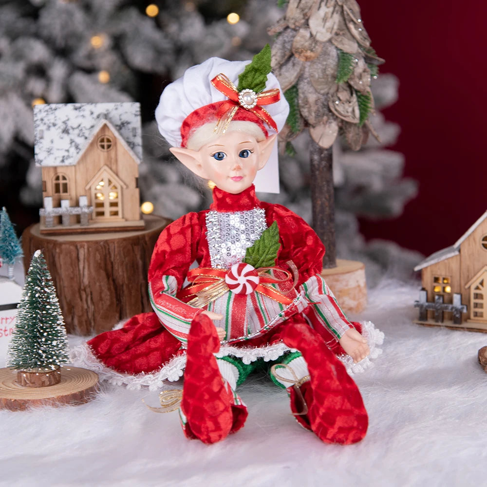 Elfo de Natal, 38cm Macios e Adoráveis Enfeites de Árvore de Natal de Elfos para Árvore de Natal