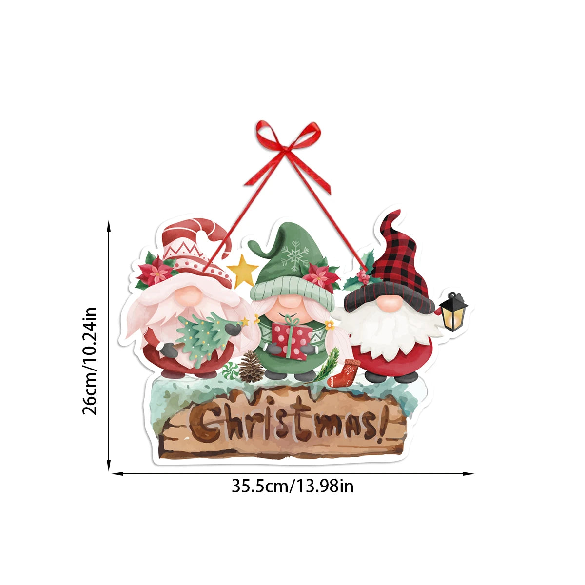 Guirlanda Decorativa com Placa Feliz Natal, Papai Noel, Boneco de Neve e Rena