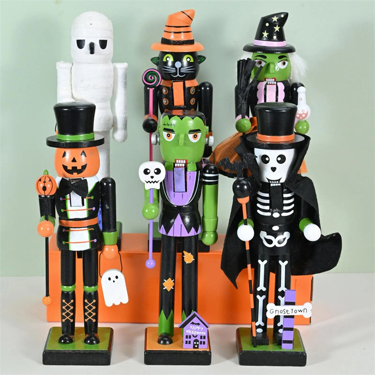 Quebra-Nozes de Halloween Estatueta na Abóbora Bruxa Quebra-Nozes Figurino