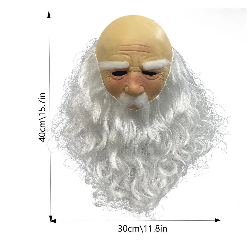 Fantasia Máscara Papai Noel com Barba Cabelo pelúcia - Natal