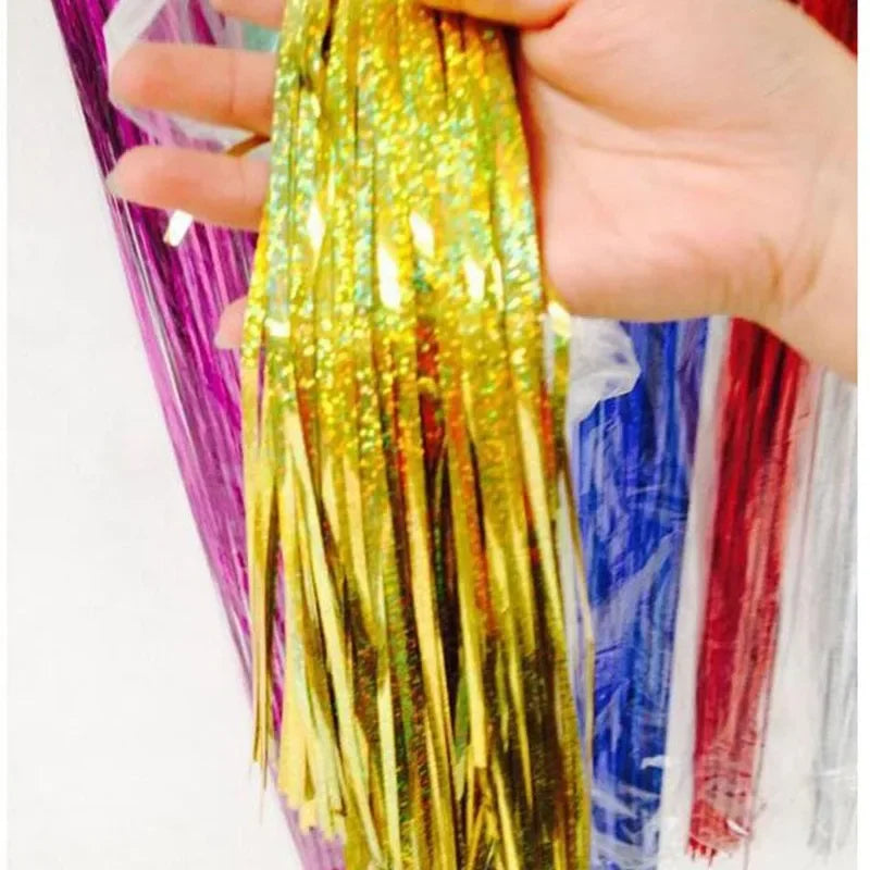Kit 1 Cortinas Metalizadas Para Festas Fitas Franja Aniversario (Dourado)