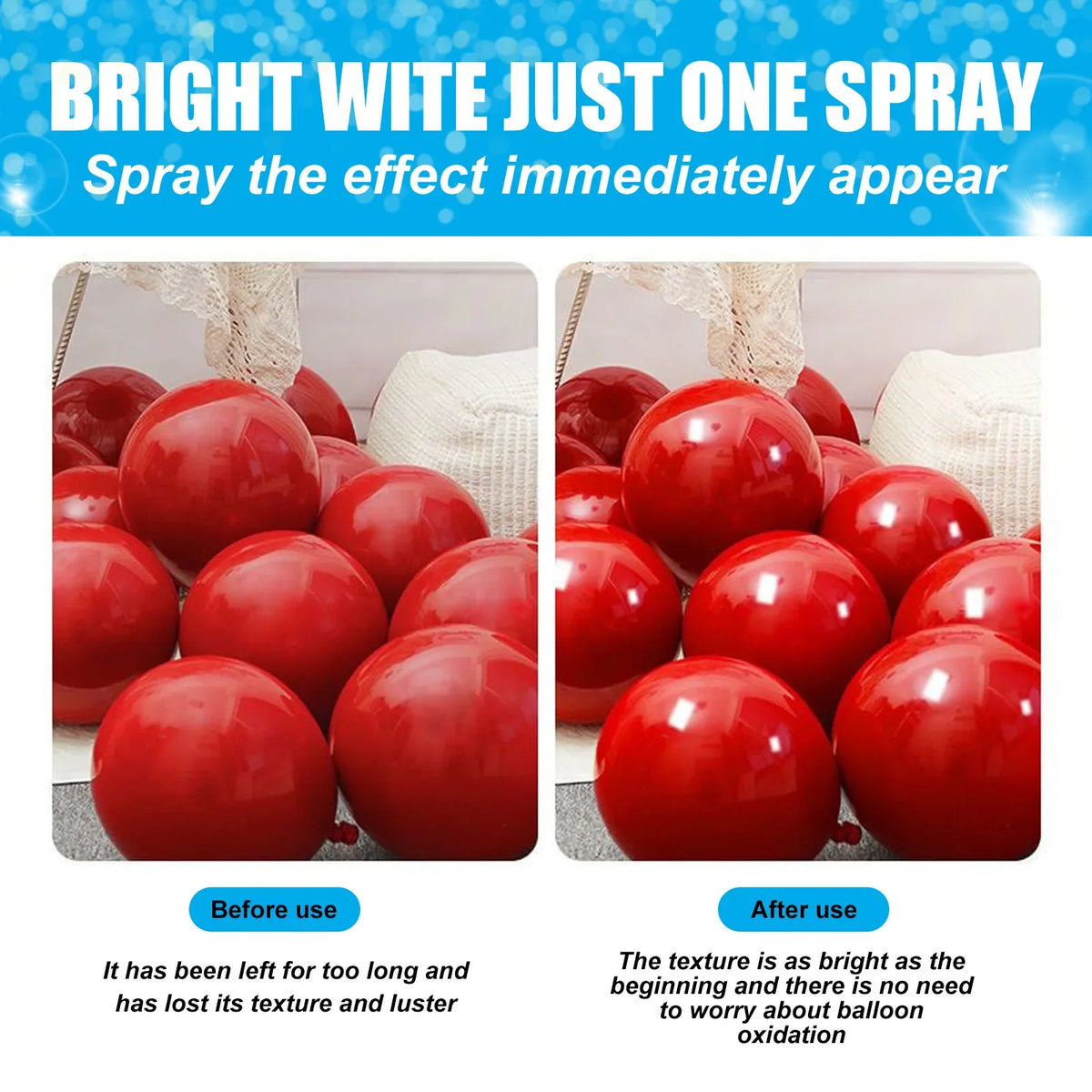 Spray alto brilho – brilho balão, brilho para balões látex, brilho instantâneo longa duração