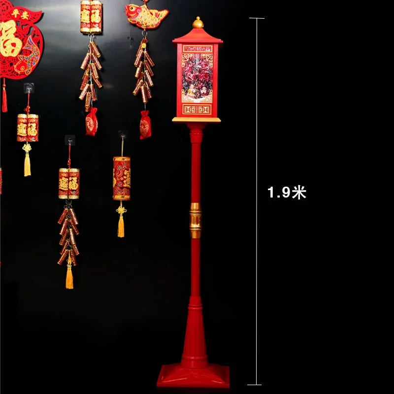 Poste lanterna natal decorativa com luz LED poste decorativo papai Noel Natal Luz e Neve