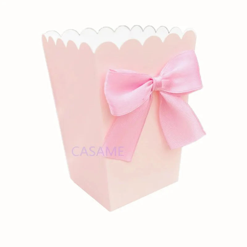 Caixa pipoca temática dia das mães 6 caixas de pipoca com laço rosa, caixas lembrancinhas