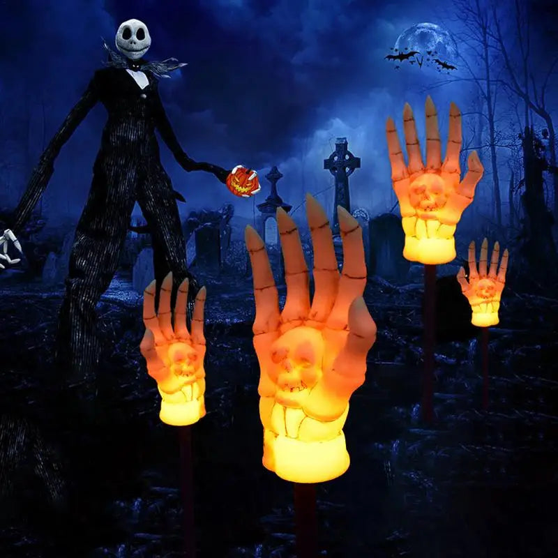 Mão Esqueleto Halloween Luminária Solar de Jardim LED à Prova D'Água Estilo Fantasma
