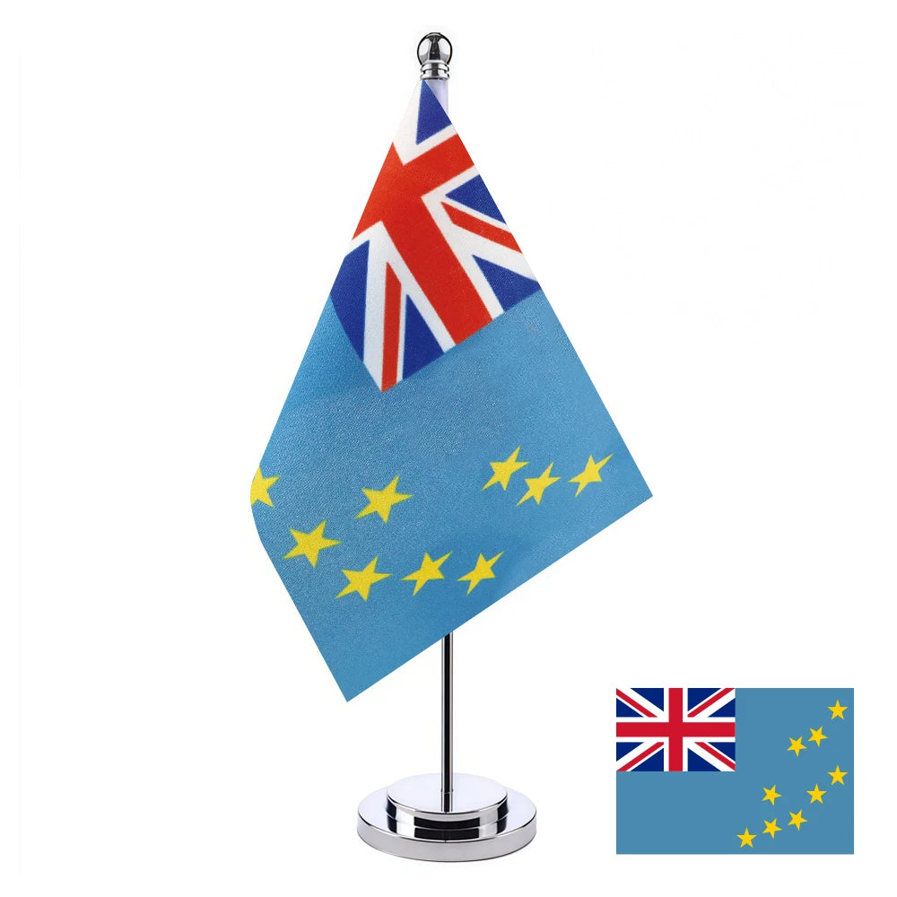 Bandeira de Mesa de Tuvalu Union Jack no Canto Superior Esquerdo e Estrelas Amarelas que Representam as Ilhas