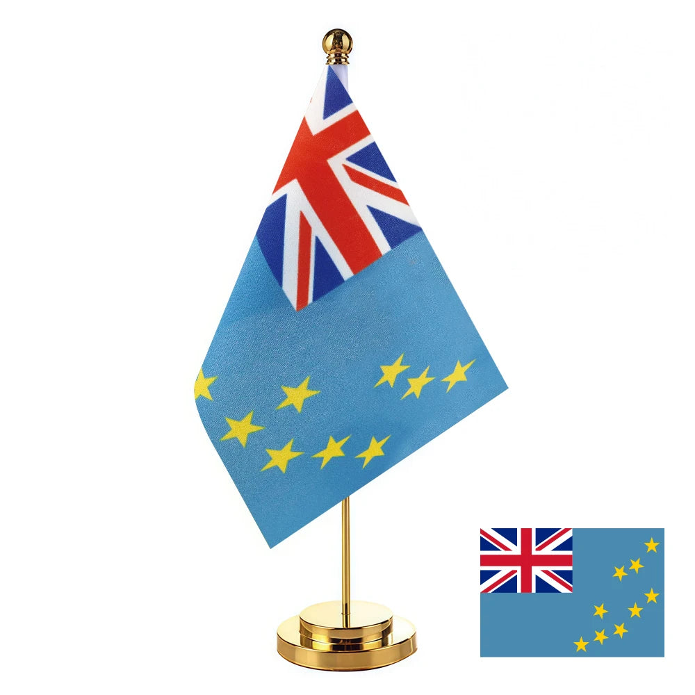 Bandeira de Mesa de Tuvalu Union Jack no Canto Superior Esquerdo e Estrelas Amarelas que Representam as Ilhas