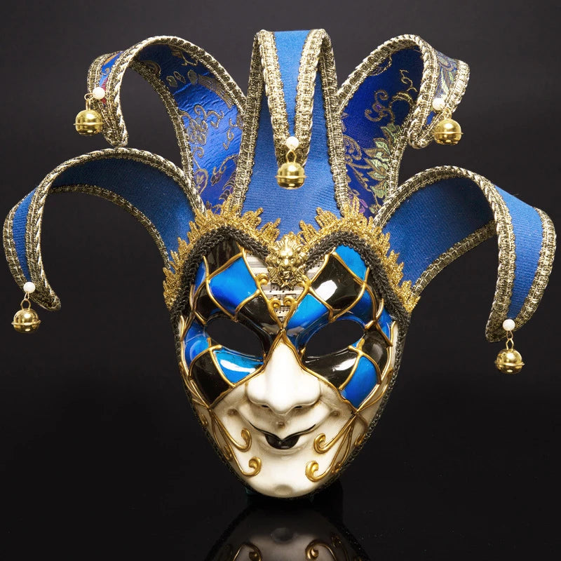 Máscara Veneziana/Carnaval de Rosto Inteiro em Estilo decorada com Pontas Curvas Vermelhos e Douradas