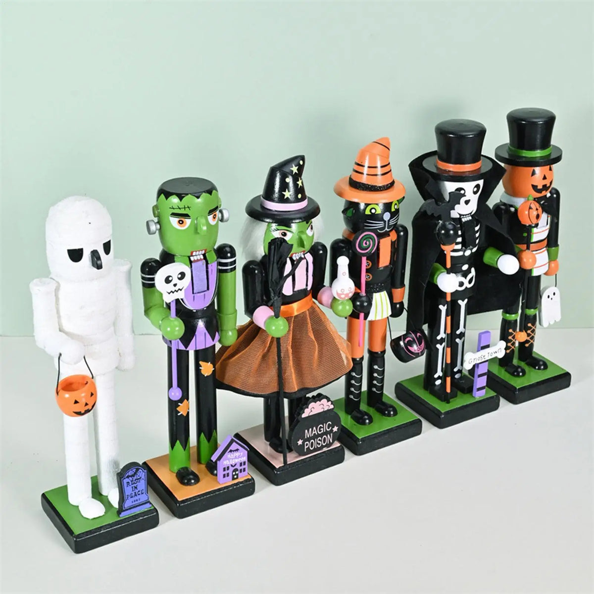 Quebra-Nozes de Halloween Estatueta na Abóbora Bruxa Quebra-Nozes Figurino