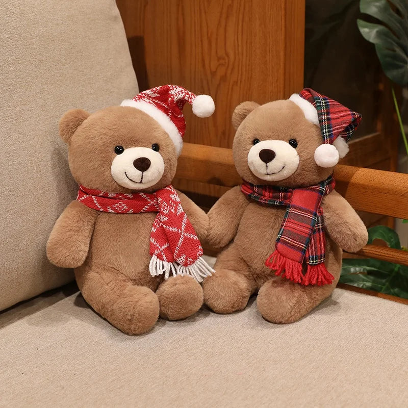 Urso de Pelúcia de Natal em Xadrez Tartan, Grande Urso Marrom