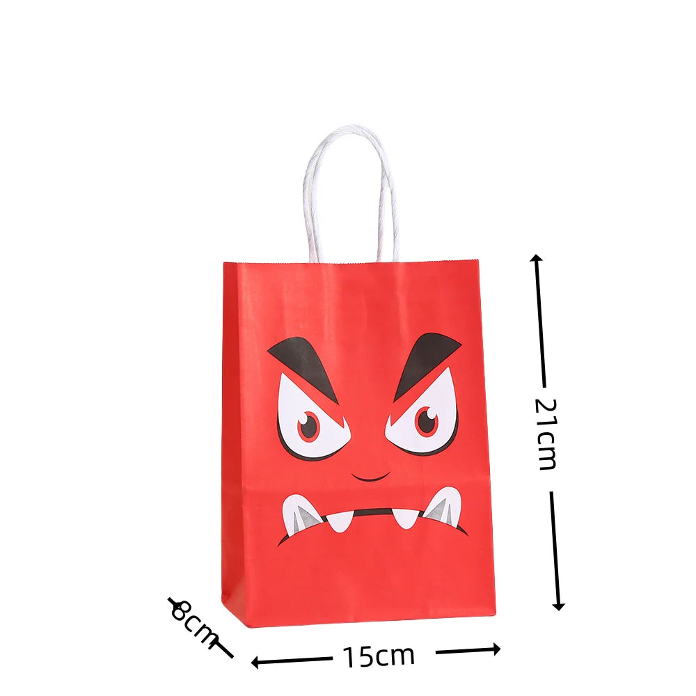 Sacolas de Halloween 10/24 Peças de Sacos de Papel kraft de Halloween Alças Fantasma