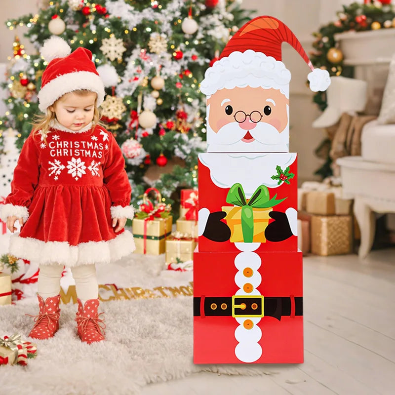 Caixas Empilhamento Feliz Natal 16 Caixas Empilháveis de Natal com Chapéus em 4 Designs