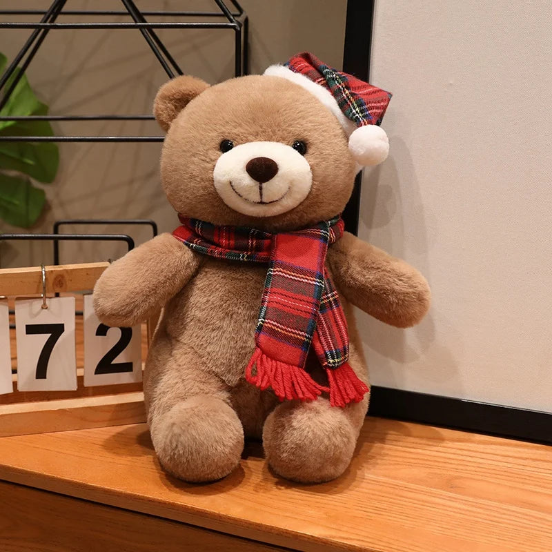 Urso de Pelúcia de Natal em Xadrez Tartan, Grande Urso Marrom
