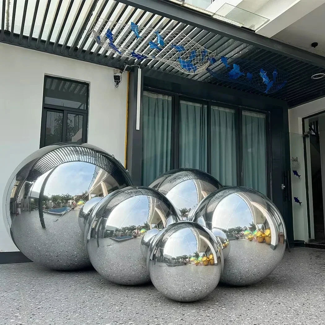 Bola Espelhada Inflável Gigante 6 Peças com Bomba de Ar, Conjunto de Esferas Coloridas