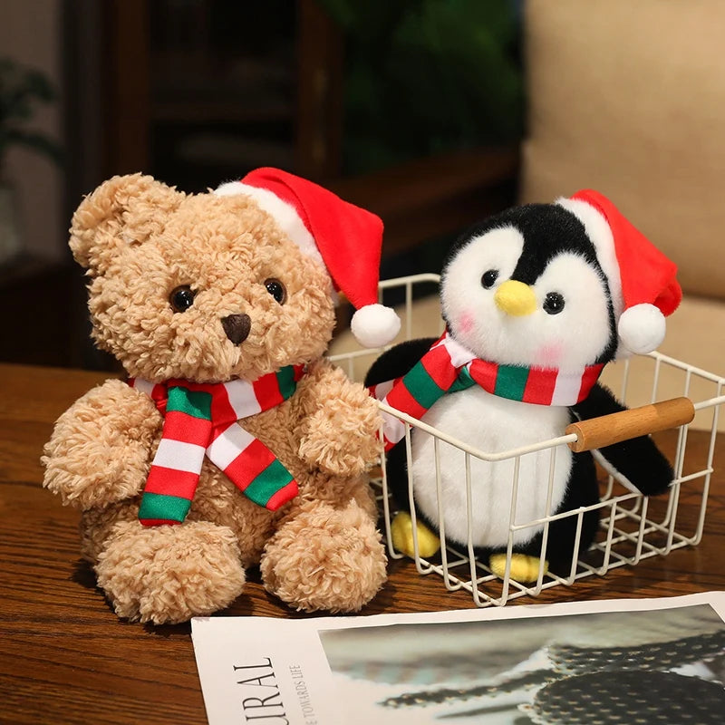 Urso de Pelúcia de Natal com Chapéu Presente de Natal para Pelúcia, Urso de Pelúcia