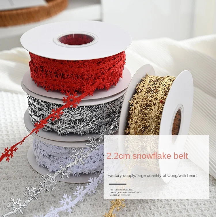 Fita 4 Cores Rolos Flocos de Neve de Natal Presente de Fitas de Natal Decoração Colorido 10M