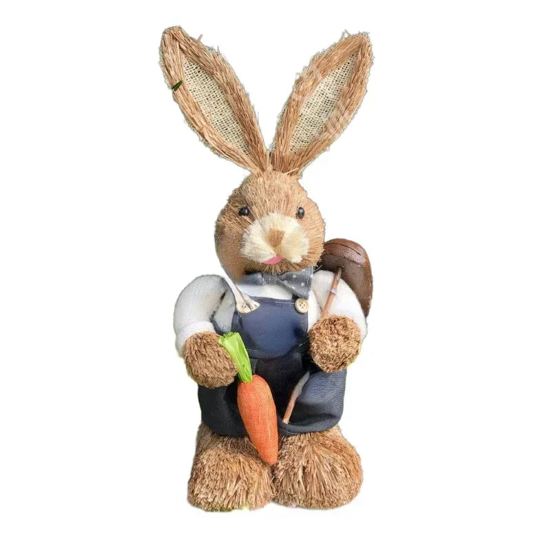 Coelha De Páscoa Coelhinha Decoração Enfeite em Palha 35cm, estatueta de de tecido