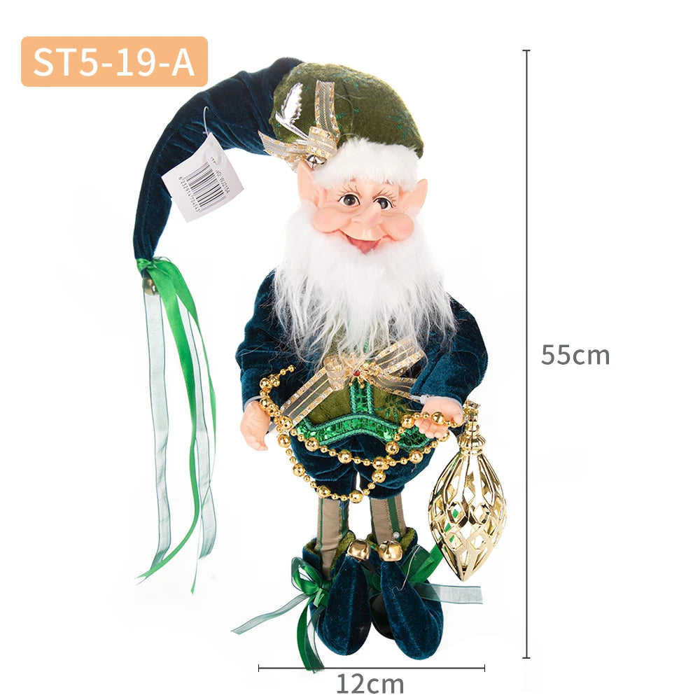 Enfeite Elfo Verde e Vermelho 45cm e 55cm Merita, Personagens Natalinos para Decoração