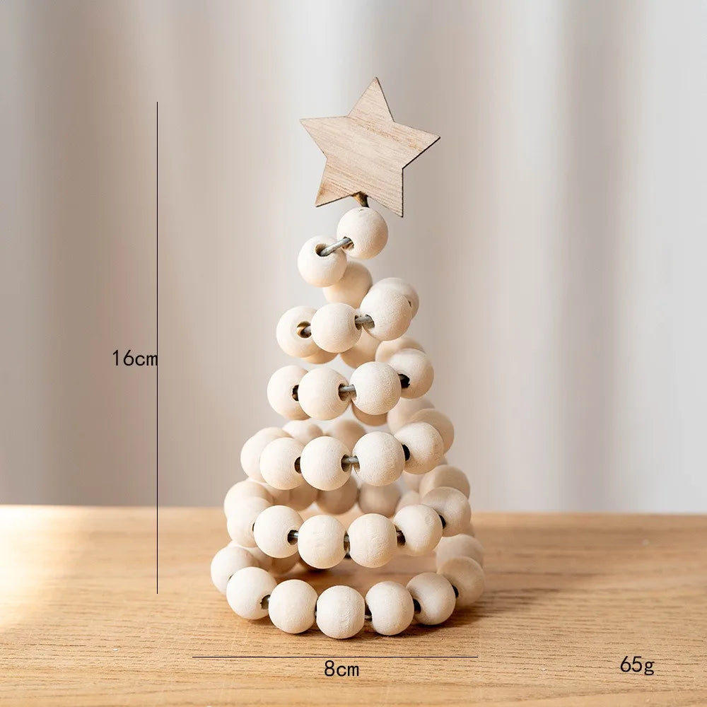 Bolinhas de Madeira para Árvore de Natal, Árvores de Natal Decorativas Estilo Nórdico Feitas de Contas Madeira