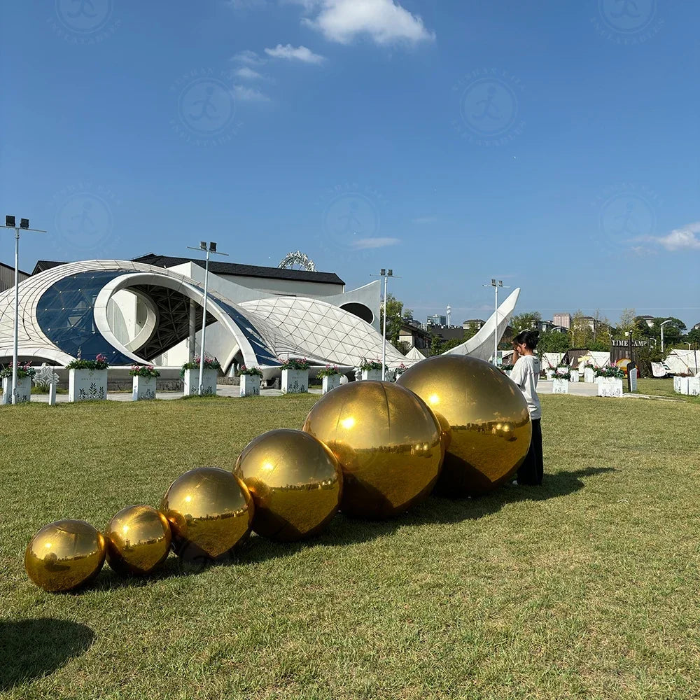 Bola Espelhada Inflável Gigante 6 Peças com Bomba de Ar, Conjunto de Esferas Coloridas