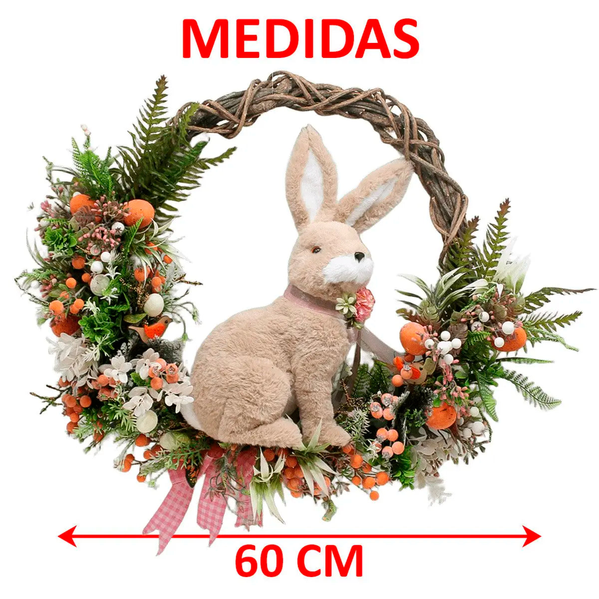 Guirlanda Enfeite Decoração Coelho Com Cestinha Páscoa 60cm