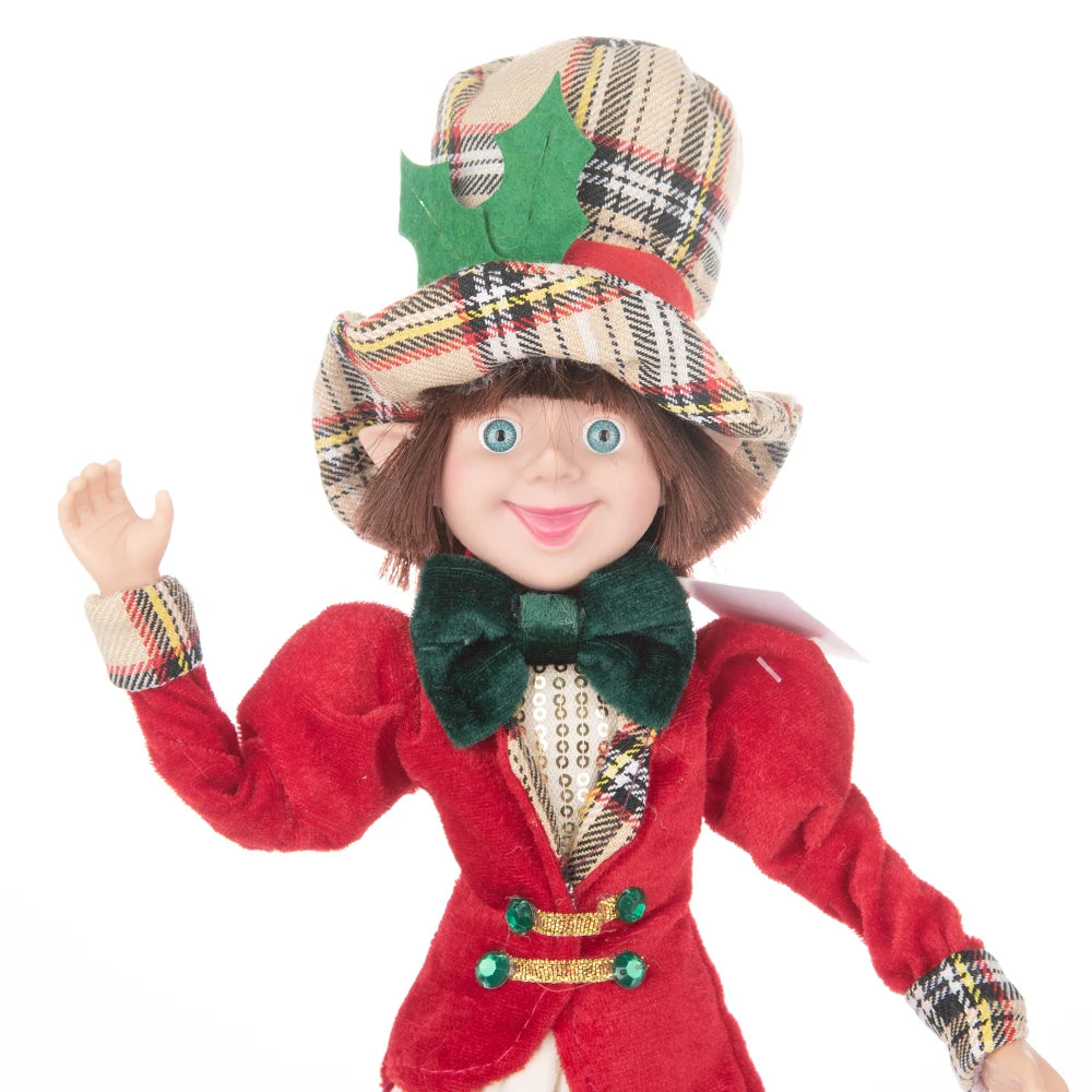 Elfo Decorativo para Shopping, Elfo Estatueta Pelúcia Artesanal Natal Vermelho, Verde, Rosa e Vinho