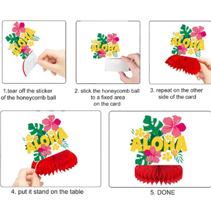 kits Conjunto de Centros de Mesa em Formato de Favo de Mel com Tema Tropical/Havaiano (Luau)