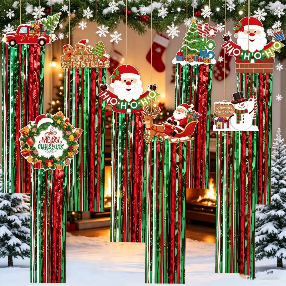 kit de Decoração Pingente Teto Fitas Metal Alumínio Pendente de Natal com Franjas Metalizadas