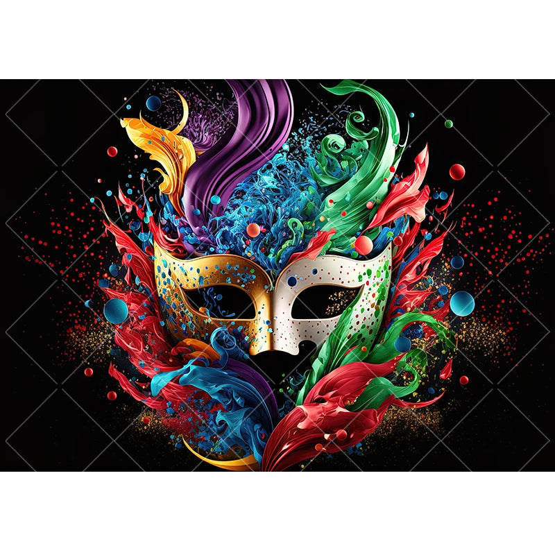 Carnaval, cenário fotográfico, roxo, verde, dourado, máscara, baile, dança, fundo máscaras