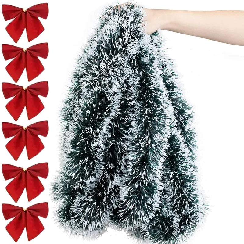Guirlanda de Natal de 10 metros em 5 peças, guirlanda verde para árvore de Natal, guirlanda