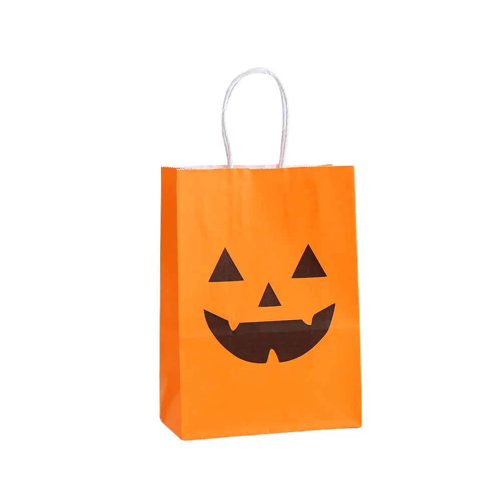Sacolas de Halloween 10/24 Peças de Sacos de Papel kraft de Halloween Alças Fantasma