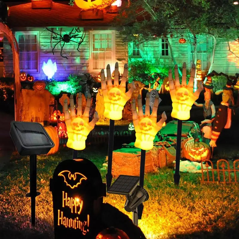 Mão Esqueleto Halloween Luminária Solar de Jardim LED à Prova D'Água Estilo Fantasma