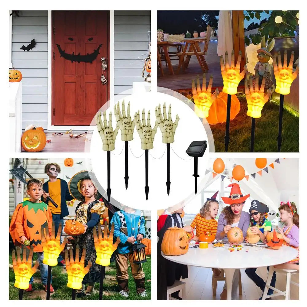 Mão Esqueleto Halloween Luminária Solar de Jardim LED à Prova D'Água Estilo Fantasma