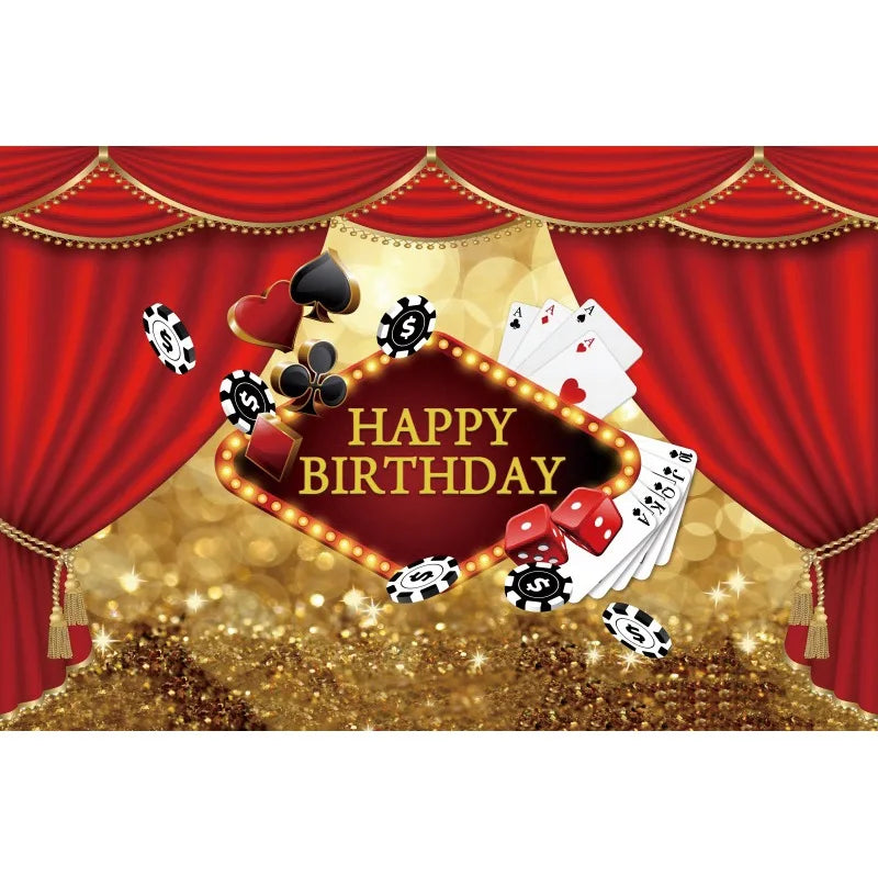 Cenário de aniversário de cassino Las Vegas Casino Noite Tema de Aniversário Decorações