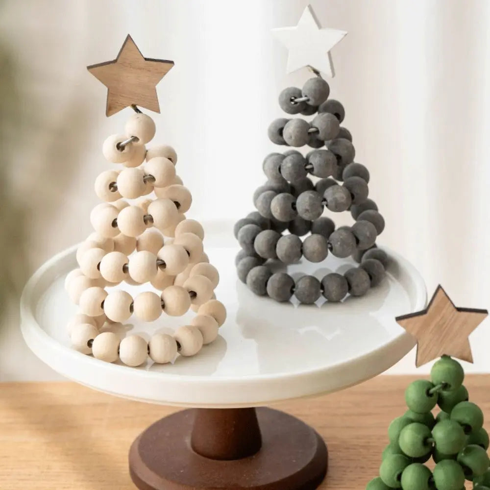 Bolinhas de Madeira para Árvore de Natal, Árvores de Natal Decorativas Estilo Nórdico Feitas de Contas Madeira