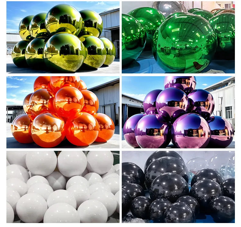 Bola de espelhos para shopping Bola de espelhos inflável, balão gigante espelhado prateado