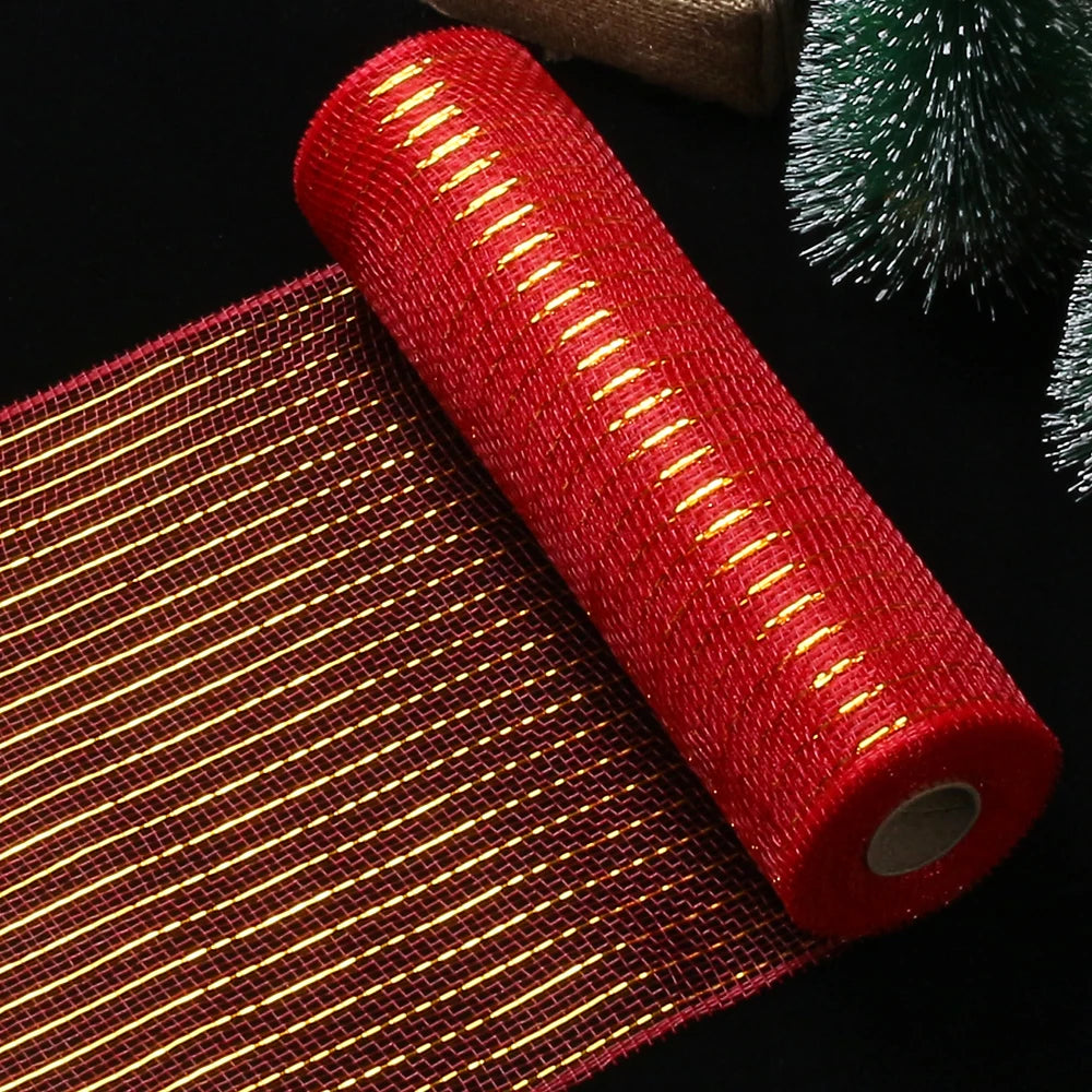 Fita de Malha de Natal Rolo de Tule com Glitter para Árvore e Guirlanda