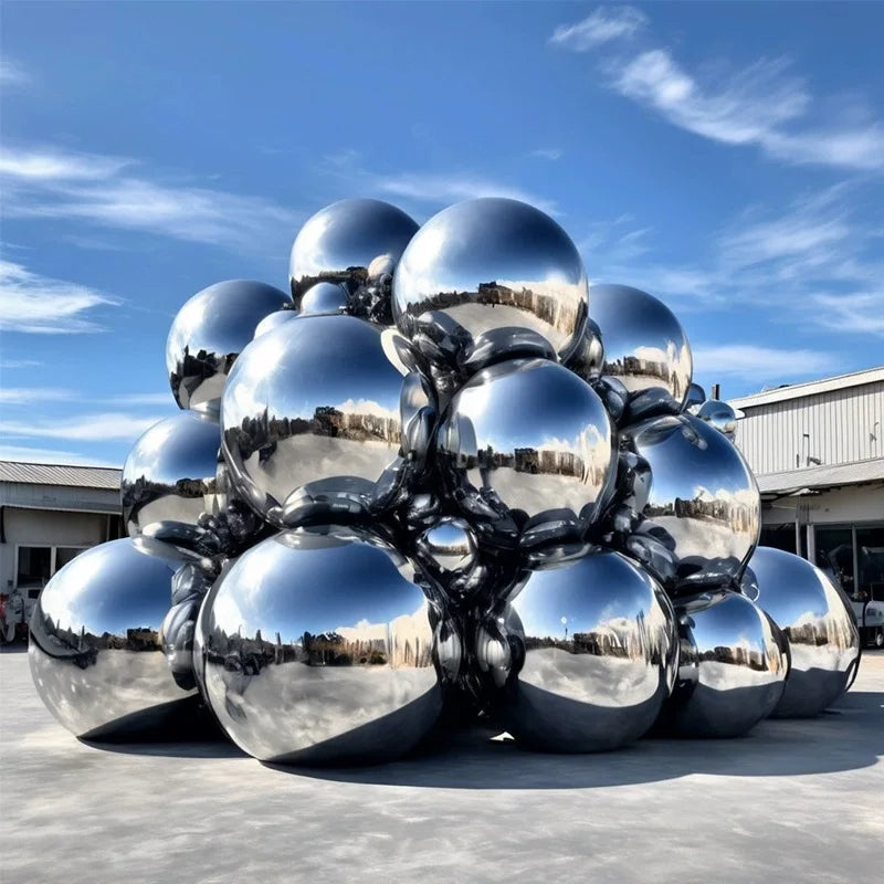Bola de espelhos para shopping Bola de espelhos inflável, balão gigante espelhado prateado