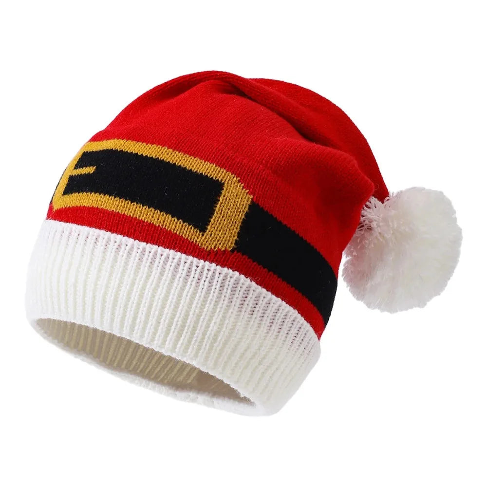 Gorro de Natal de Tricô, Touca de Papai Noel Cinto ou Gorro Natalino Feito à Mão 19cm*7.48 Pol./43cm*16.93 Pol.