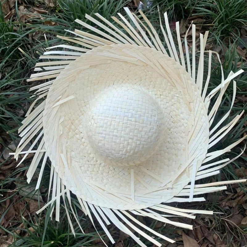 Chapéu Caipira De Palha Desfiado Para Festa Junina Aprox.55-60cm/21,65-23,62 polegadas