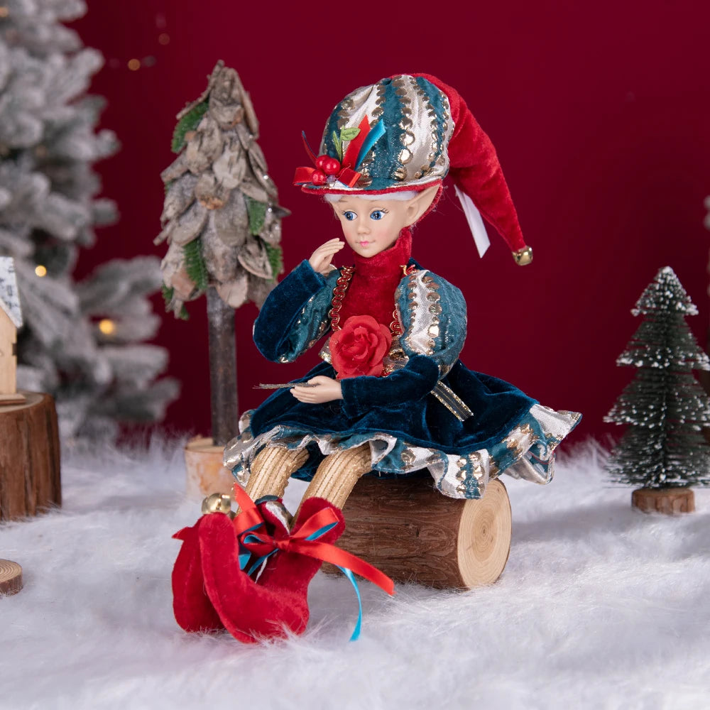 Elfo de Natal, 38cm Macios e Adoráveis Enfeites de Árvore de Natal de Elfos para Árvore de Natal