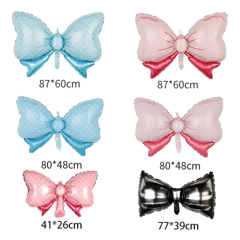 Balões de laço, decoração de chá de bebê com gravata borboleta