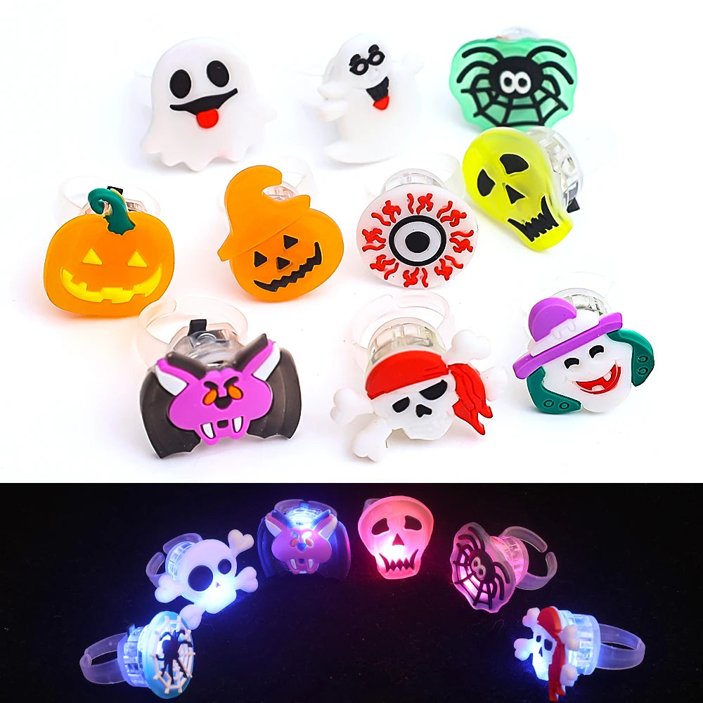Anéis Halloween Luminosos 10 Peças De Anéis De Halloween Luminosos Led Creative
