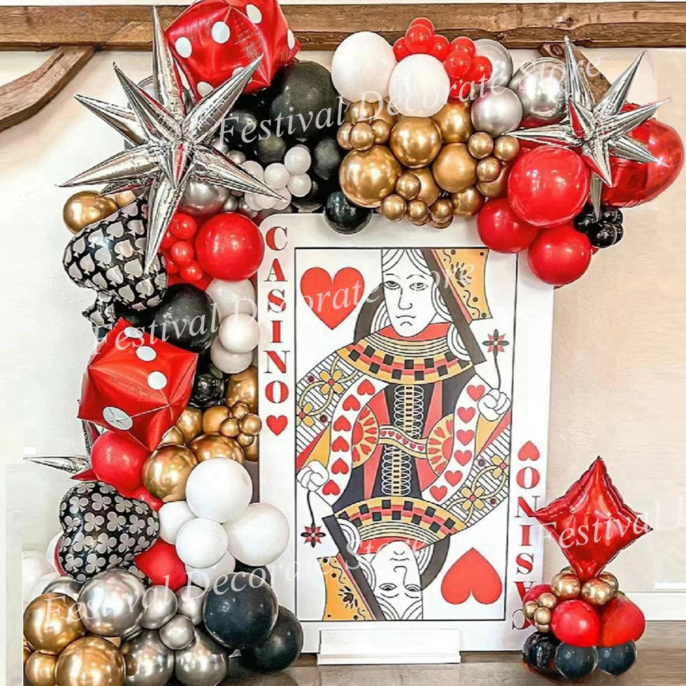 Decorações para Festas com Tema de Cassino, Kit de Arco de Balões Tema de Cassino