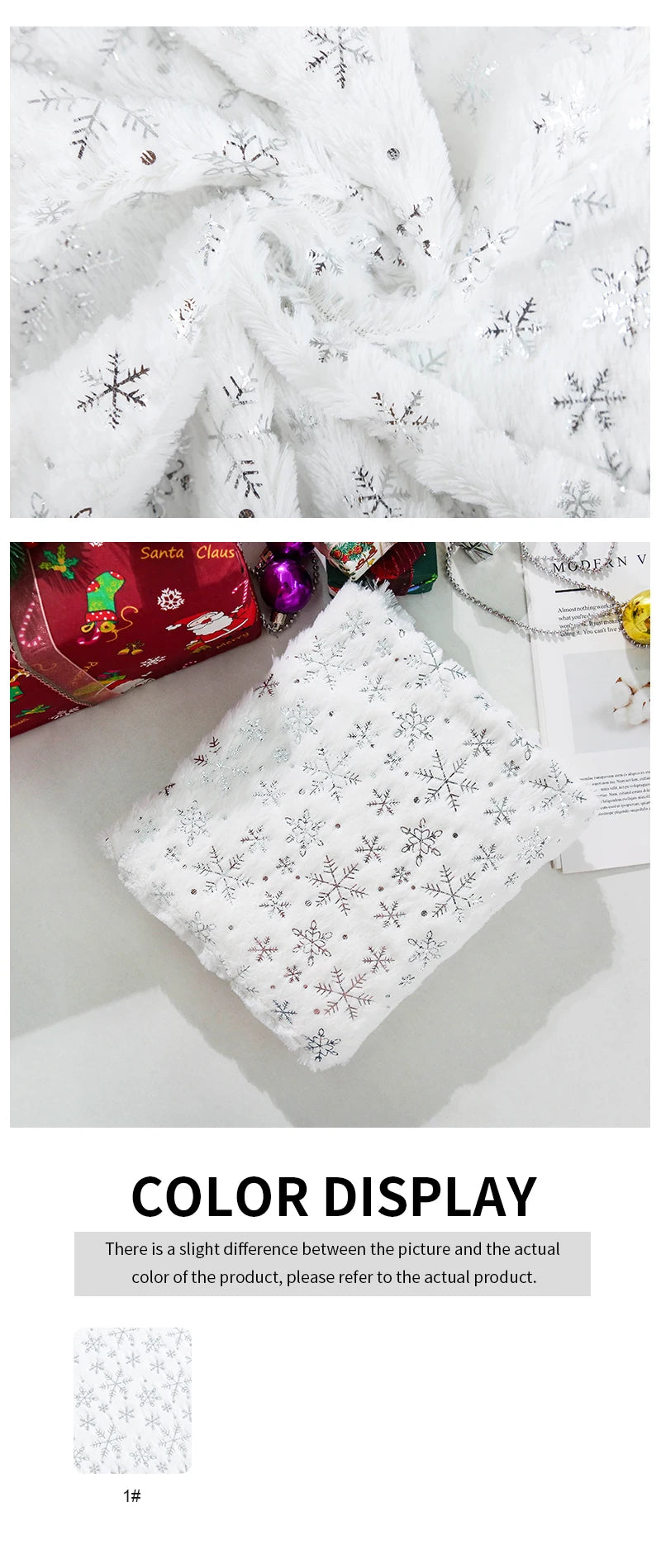 Toalha Estampa de Flocos Neves 40 Formas de Usar Árvore Natal, Saias, Capas de Almofada e 100% Poliéster