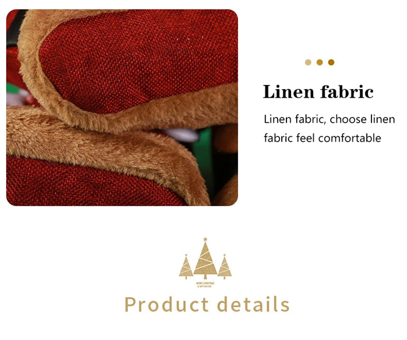 Sacola presente Natal linho decoração Bolsa de boneca de presente de Natal Bolsa